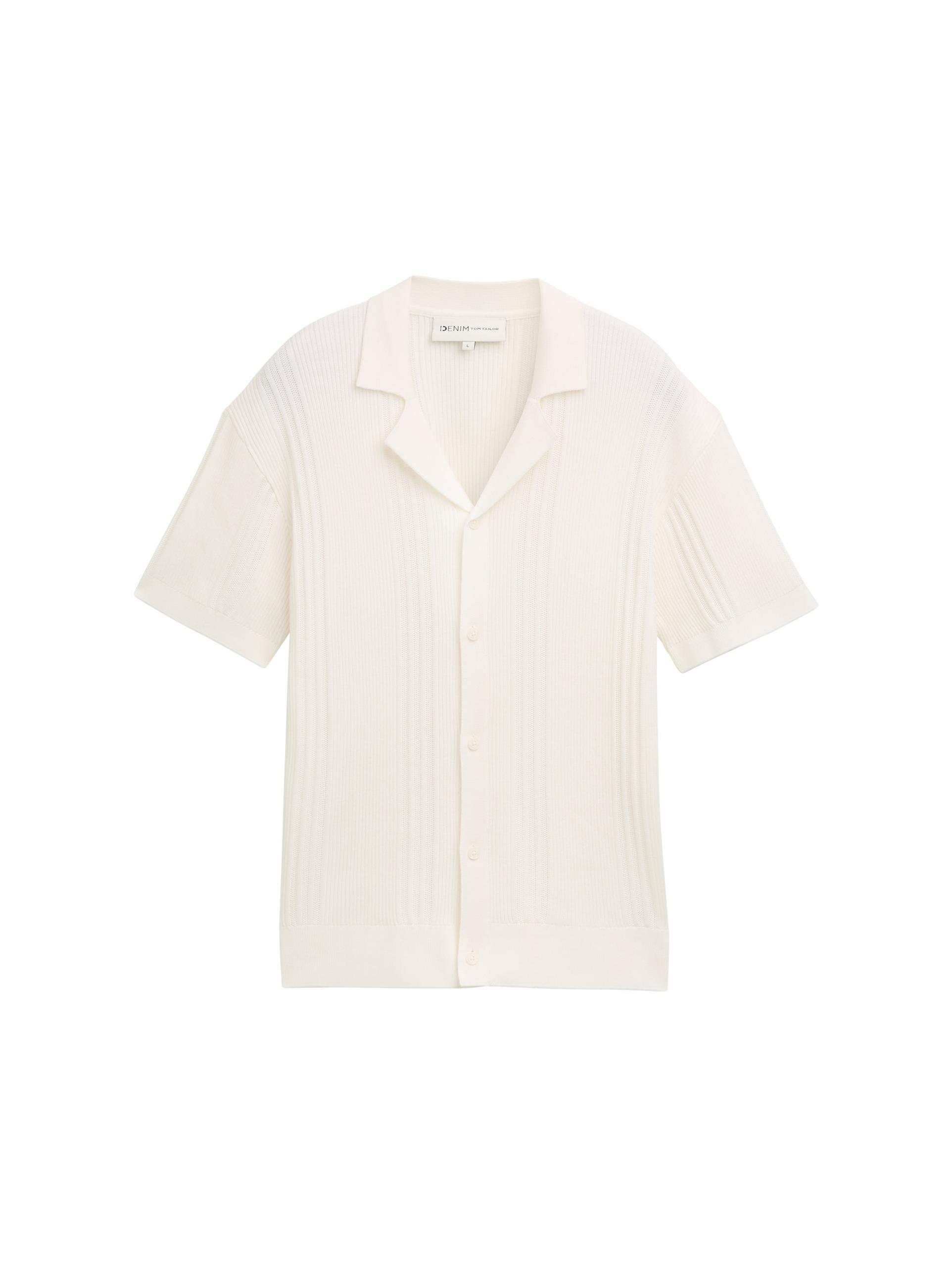 Relaxed Fit Strickhemd im Polo-Look XXL Relaxed Fit - Off White