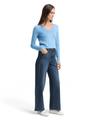 Pullover mit V-Ausschnitt XL Regular Fit - Sea Blue Melange