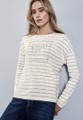 Folienprint Streifenshirt Beige 38