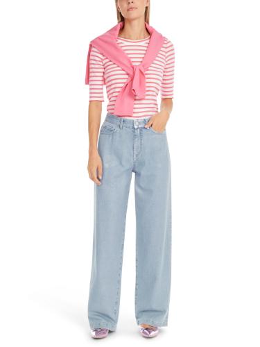 Ringel-T-Shirt aus Baumwoll-Ripp 36 - Bright Candy Pink