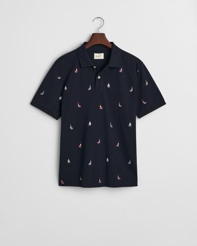 Graphic Poloshirt Boots-Stickerei M - Evening Blue