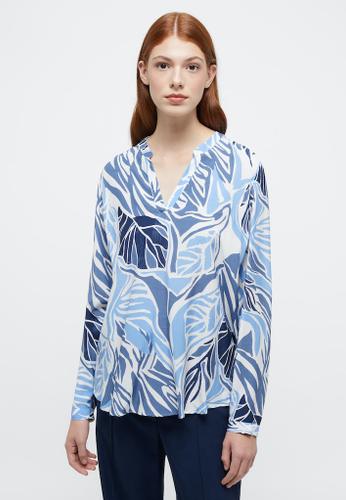 Bluse Viskose Langarm Blau 40/Langarm