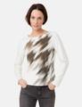 Langarmshirt mit platziertem Print 46 Figurumspielend - Offwhite Gemustert