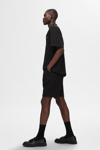 SLHLOOSE-CASPER WAFFLE SHORT EX S Locker geschnitten - Black