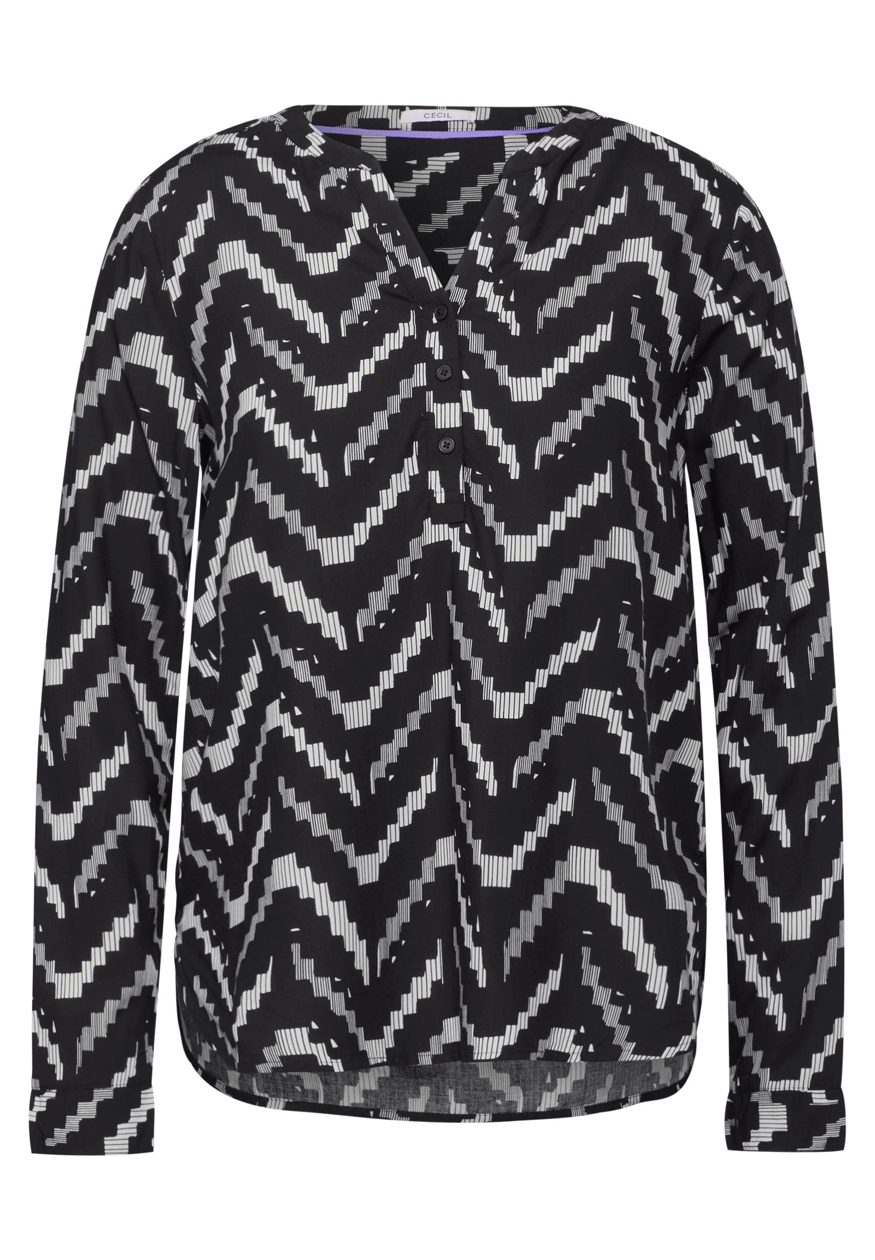 Bedruckte Bluse S - Black
