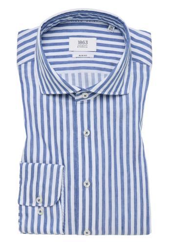 Linen Shirt Twill Langarm 43/Langarm - 67cm SLIM FIT - Dunkelblau