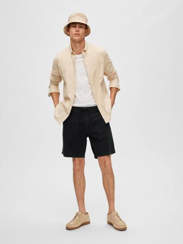 SLHREGULAR-BRODY LINEN SHORTS NOOS Schwarz L