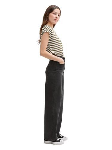 T-Shirt mit Streifenmuster M Regular Fit - Olive White Stripe
