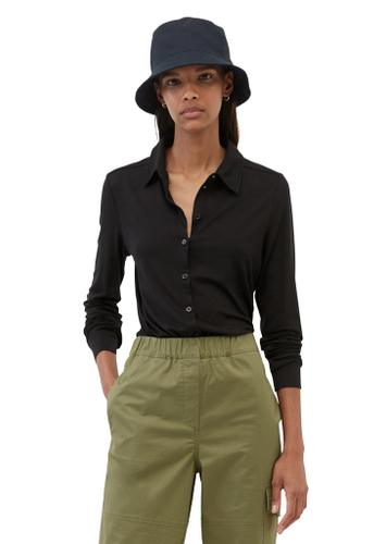 Jersey-Bluse regular Schwarz XL