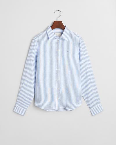 Regular Fit Leinenbluse mit Streifen 38 - Perfect Blue