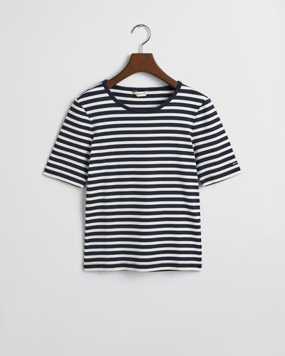 Geripptes T-Shirt mit Streifen S - Evening Blue