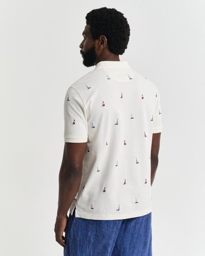 Graphic Poloshirt Boots-Stickerei M - Cream
