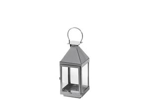 Laterne Villa Edelstahl poliert, Glas, mit Tragegriff und Rauchabzug 16x16x45cm