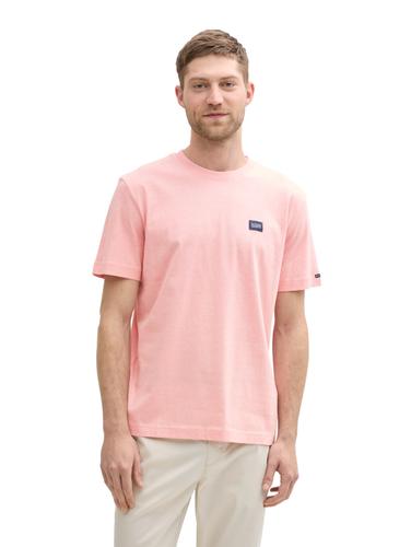 T-Shirt mit Logo-Label XL Regular Fit - Hazy Coral White Fine Stripe