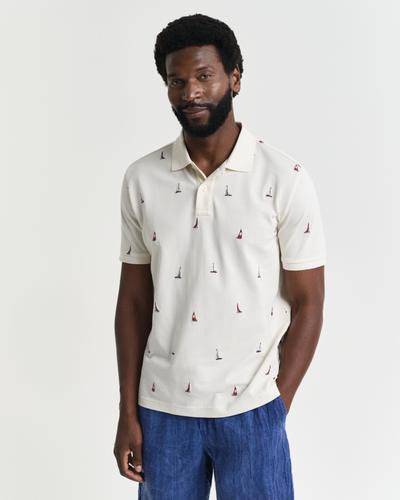 Graphic Poloshirt Boots-Stickerei M - Cream
