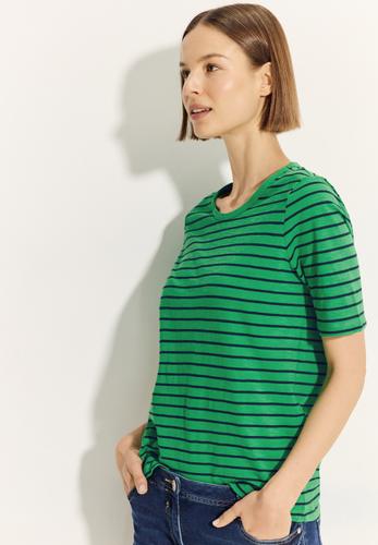 Flammgarn Streifenshirt M - Fresh Apple Green