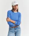 Zopfstrick Rundhalspullover aus Stretch-Baumwolle S - Perfect Blue