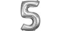 Super Shape Folienballon Silber, Zahlenballon 5, 58 x 86 cm silber