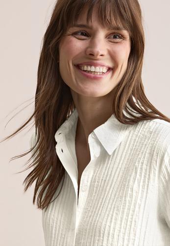 Kurze Strukturbluse L - Vanilla White