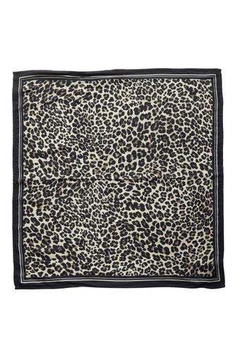 Satin Tuch mit Leo-Muster One size - Black