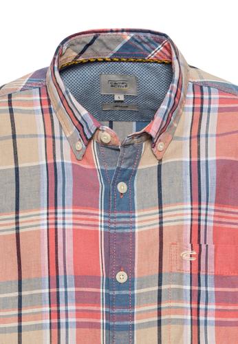 Karohemd aus Leinenmix M Regular Fit - Faded Red