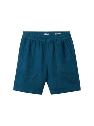 Bermuda mit Leinen 38 Loose Fit - Moss Blue