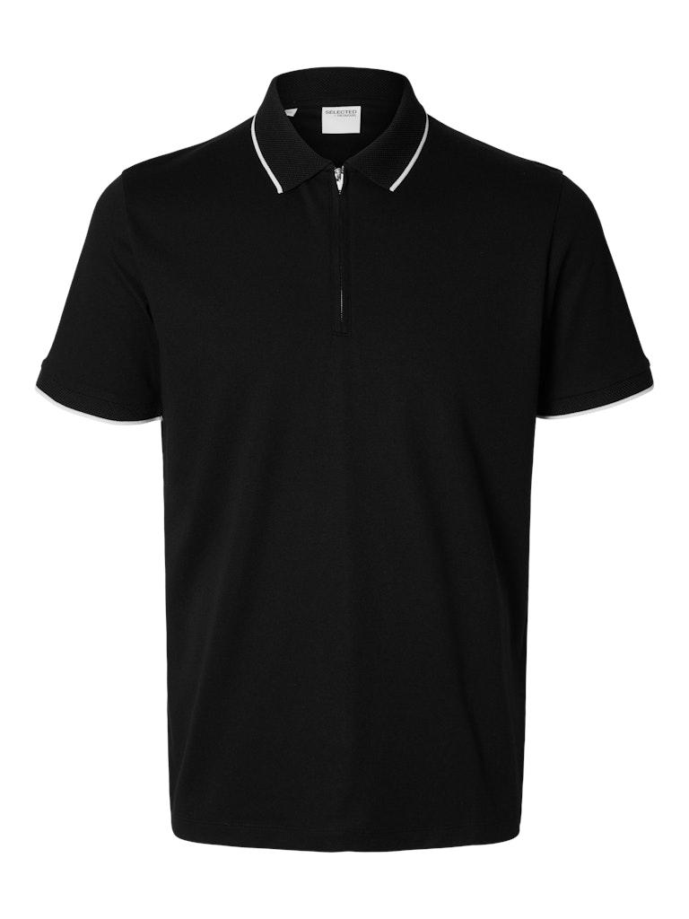 SLHFAVE SPORT ZIP SS POLO NOOS Schwarz S