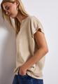 Split Neck Bluse in Unifarbe 36 - Coastal Beige