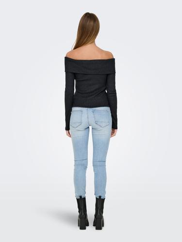ONLPIPER L/S OFF SHOULDER TOP JRS XL Normal geschnitten - Dark Grey Melange