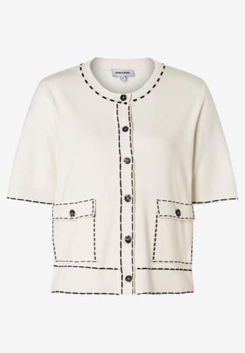Cardigan mit Kontrastnaht 36 - Weiß