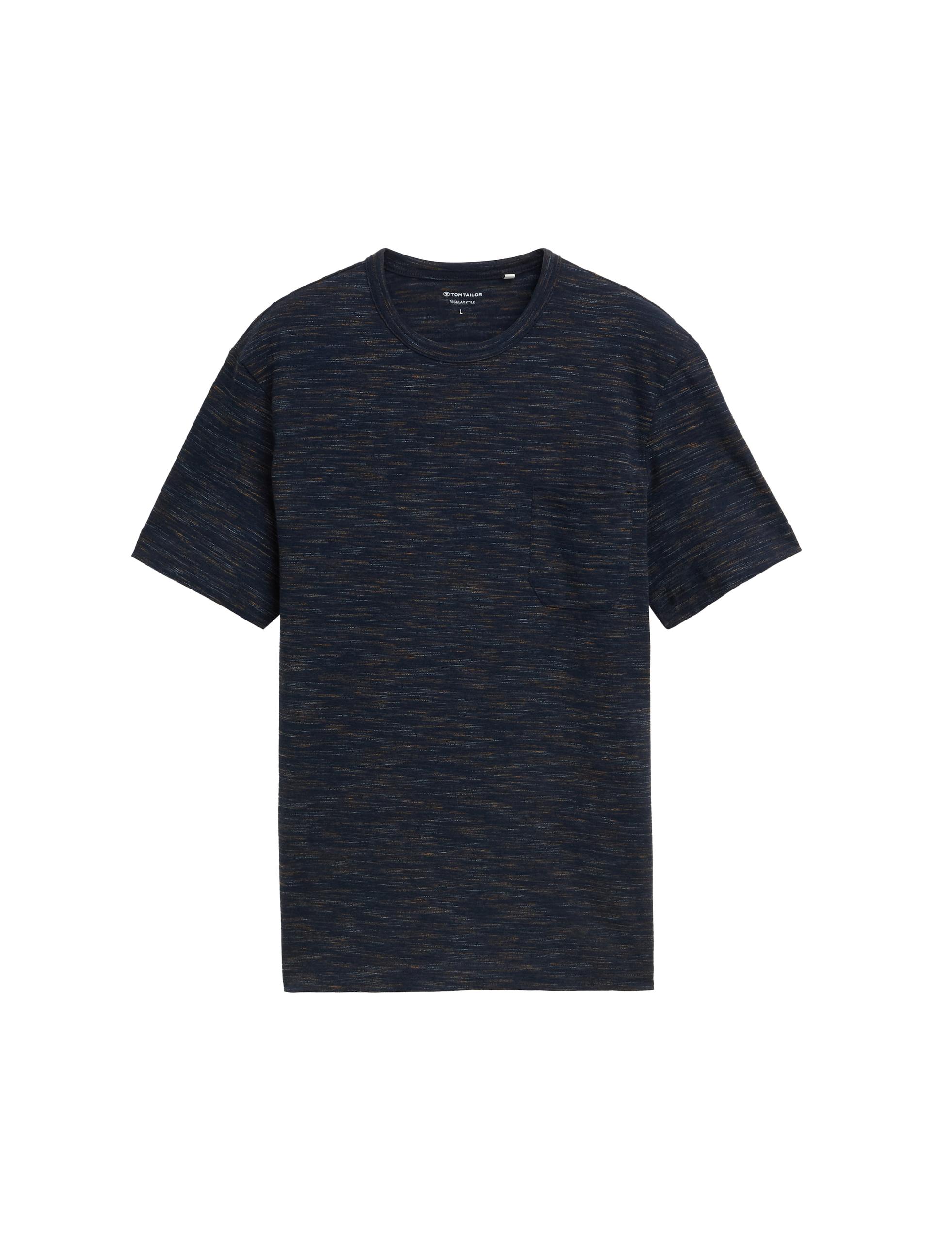 T-Shirt mit Brusttasche L Regular Fit - Navy Multi Inject