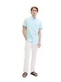 Chambray Kurzarmhemd XXXL Regular Fit - Turquoise White Structure