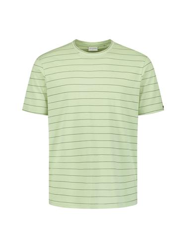 T-Shirt Crewneck Pin Stripe Garment Dyed M Regular Fit - Green