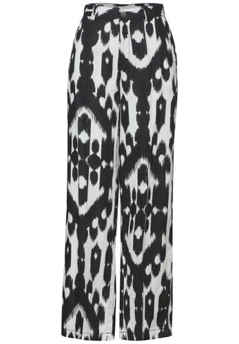Leinenhose mit Print 34/30 - Black