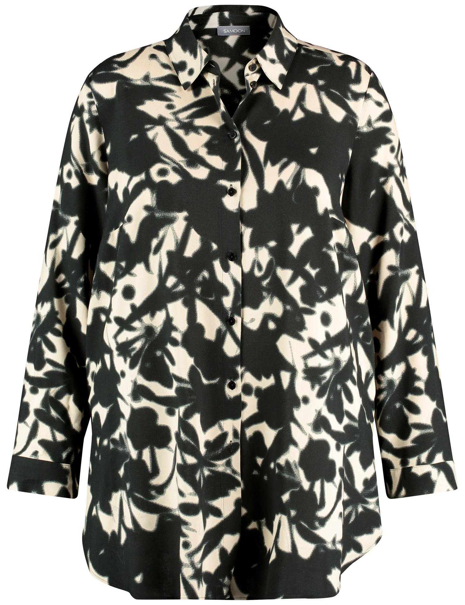 Longbluse aus Satin 50 Leger - Black Gemustert
