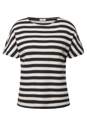 Gestreiftes Strukturshirt M - Light Alabaster White