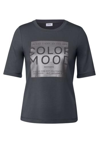 Softes Shirt mit Folienprint L - Volcanic Grey