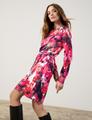 Gemustertes Kleid mit Bindegürtel 44 Figurumspielend - Geranium Gemustert