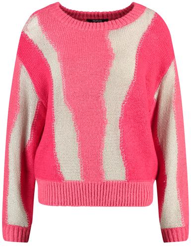 Pullover mit Farbmuster 44 Lässige Passform - Cherry Red Gemustert