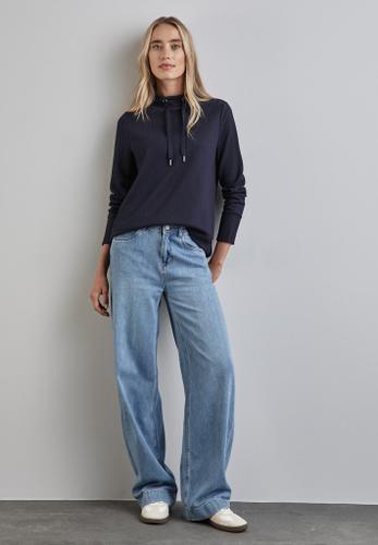 Shirt mit Streifenstruktur Blau 40