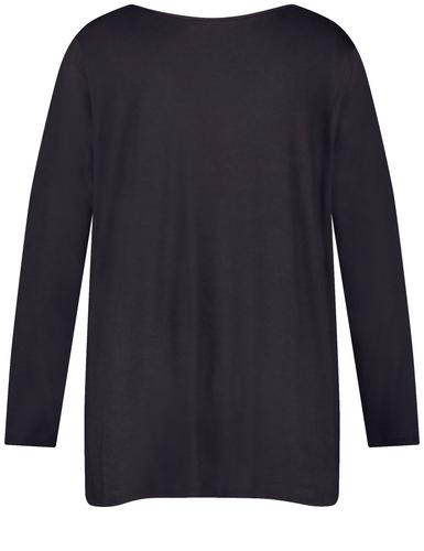 Ausgestelltes Langarmshirt mit Leo-Print 50 A-Linie | Ausgestellt - Black Gemustert