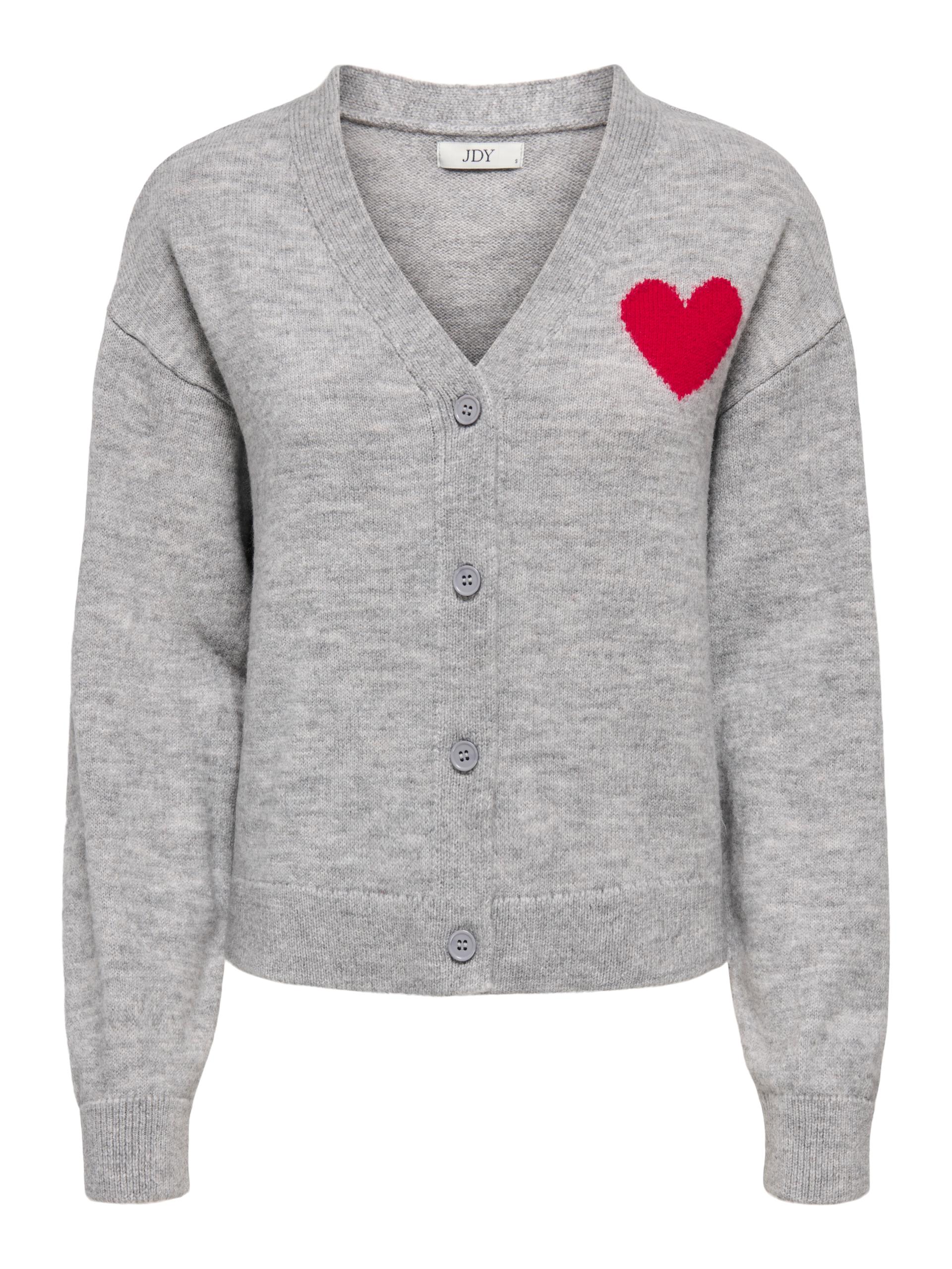 JDYVITTORIA L/S HEART CARDIGAN KNT S Knit Fit - Light Grey Melange