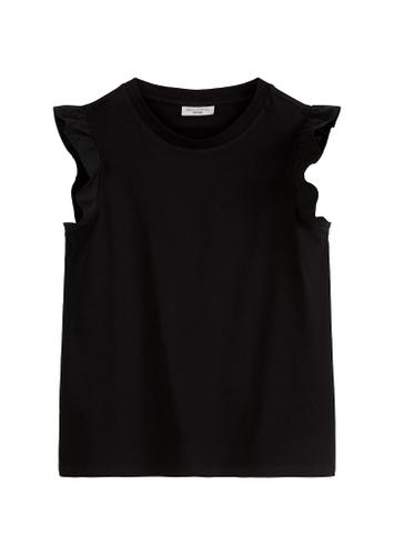 Volant-T-Shirt regular Blau XL