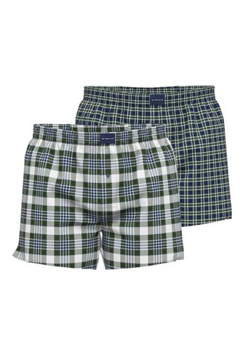 TOM TAILOR Herren Boxershort kariert 2er Pack M - Grün-dunkel-karo