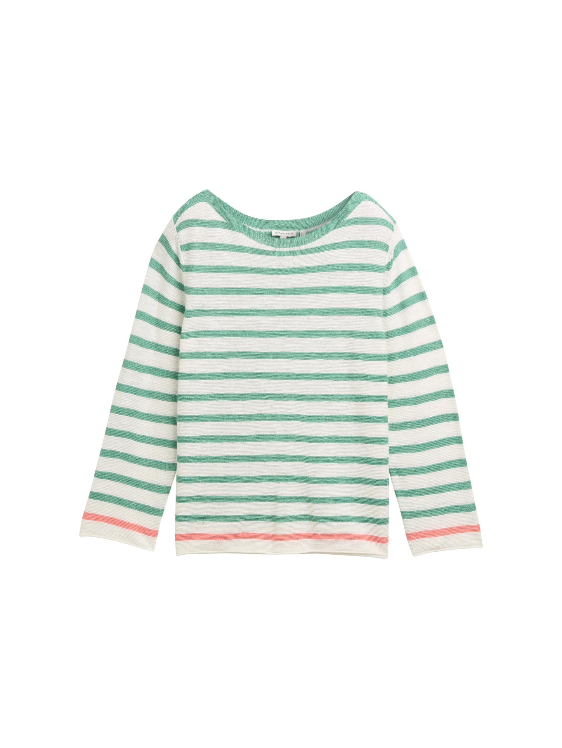 Strickpullover mit Streifenmuster L Regular Fit - Offwhite Rosewood Green