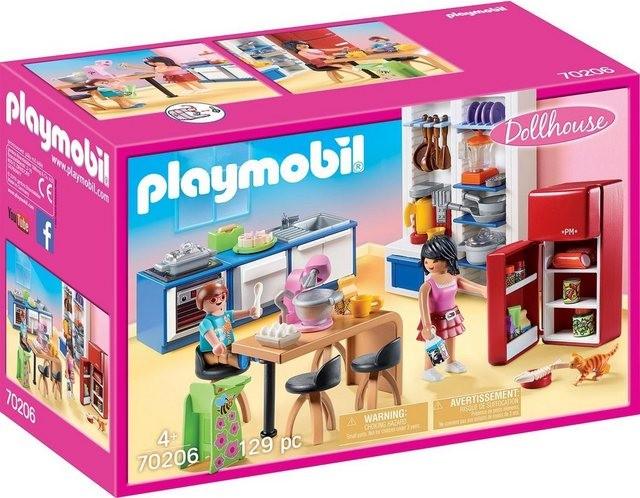 Playmobil® Playmobil® Konstruktions-Spielset »Familienküche (70206), Dollhouse«, (129 St), Made in Germany