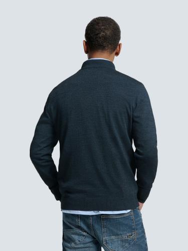Pullover Half Zip 2 Coloured Melange Blau XL