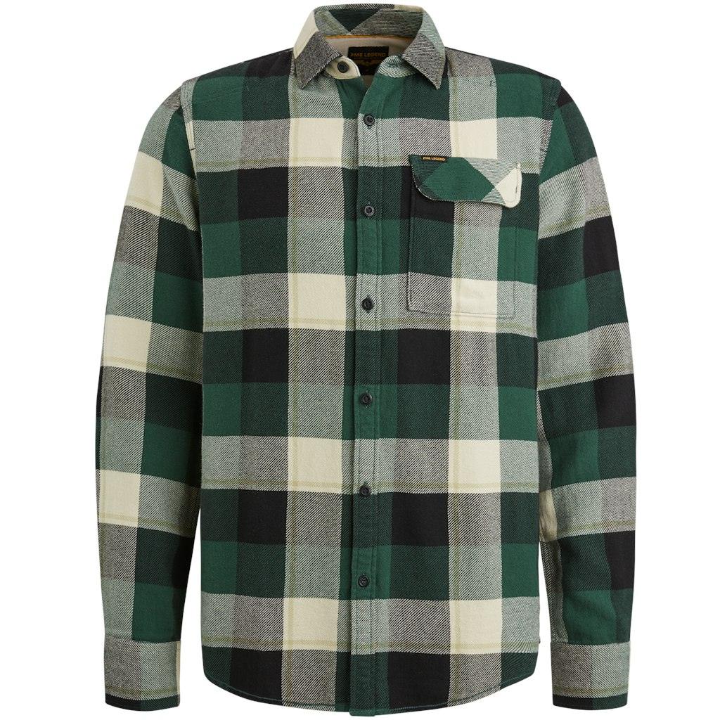 Long Sleeve Shirt Ctn Flanel H. twill Check Grün XXL