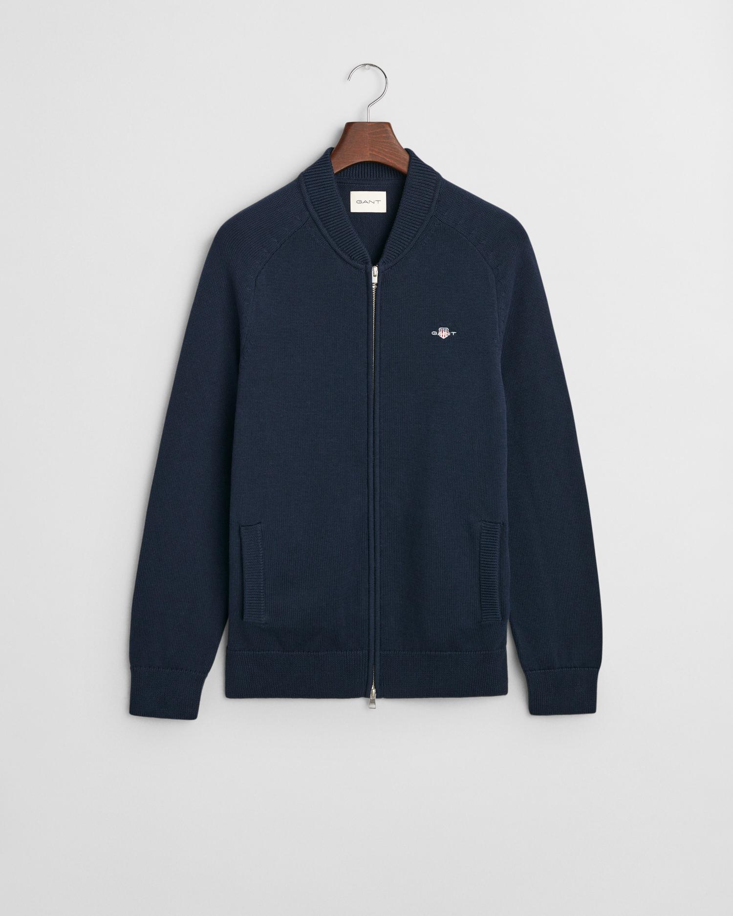 Casual Cotton Strickjacke mit Bomberkragen M - Evening Blue
