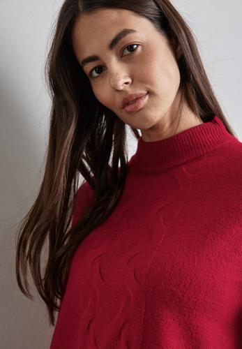 Pullover mit Strickmuster Rot 40